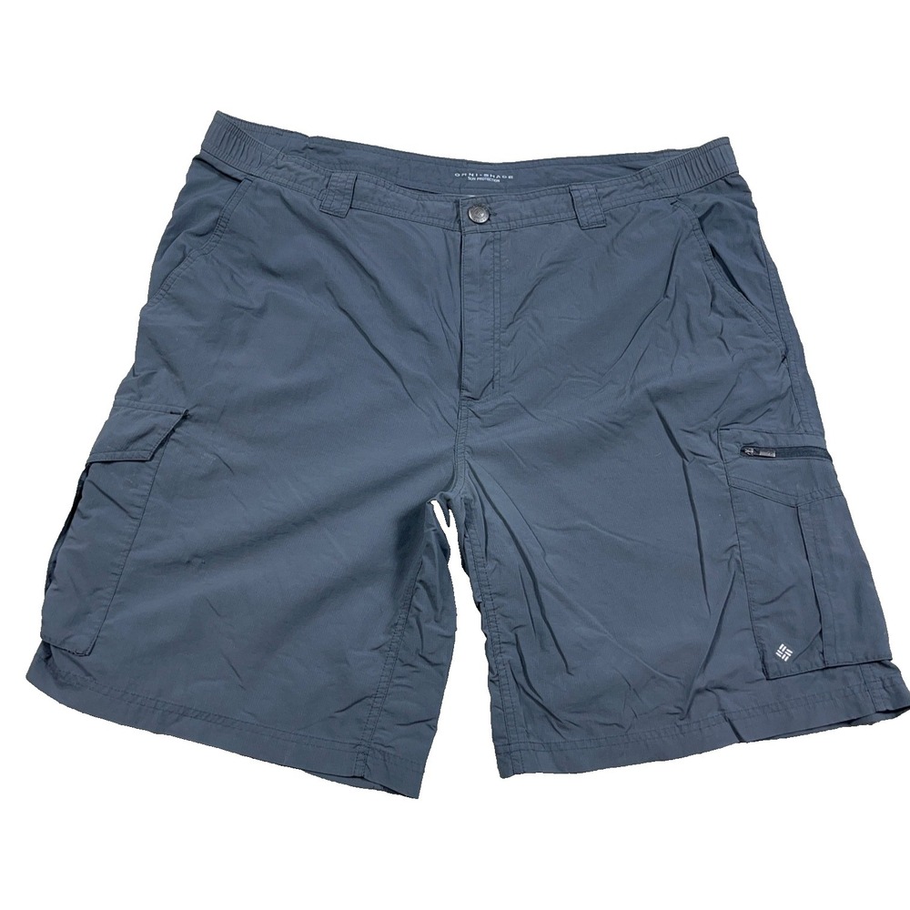 Columbia Shorts Men 40 Gray Chino Lightweight Rip Stop Performance Omni Shade
